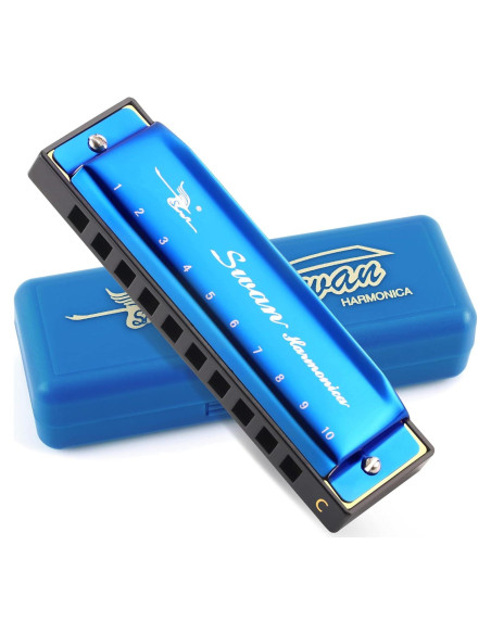 Armónica SWAN Diatónica 10 Agujeros Clave de C Azul Zafiro
