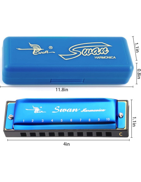 Armónica SWAN Diatónica 10 Agujeros Clave de C Azul Zafiro