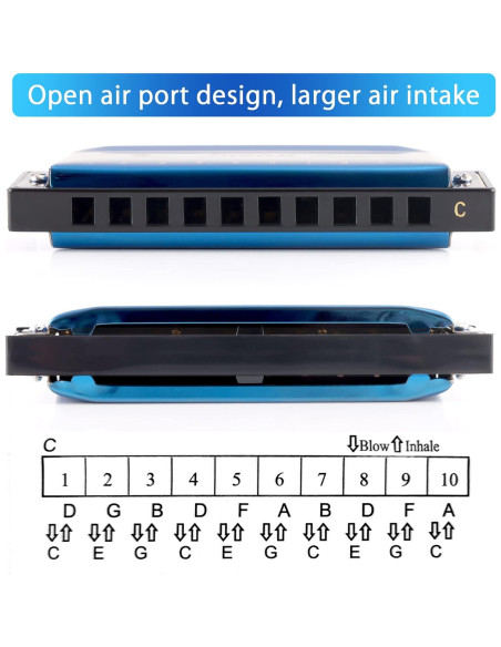 Armónica SWAN Diatónica 10 Agujeros Clave de C Azul Zafiro