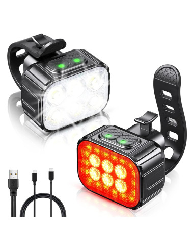 Juego de Luces para Bicicleta Cuvccn Q6 Recargables IP65