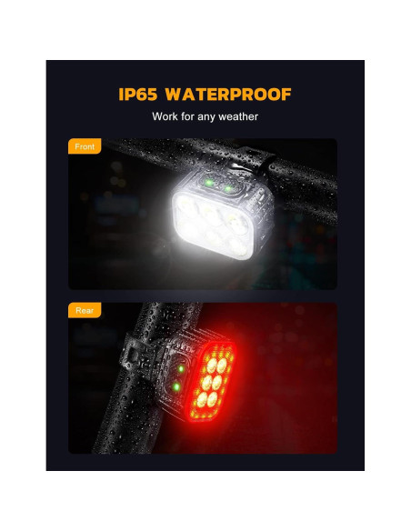 Juego de Luces para Bicicleta Cuvccn Q6 Recargables IP65