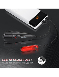 Juego de Luces para Bicicleta Ascher USB Recargables 4 Modos 2
