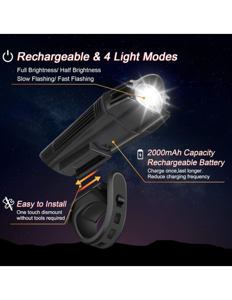 Juego de Luces para Bicicleta Ascher USB Recargables 4 Modos