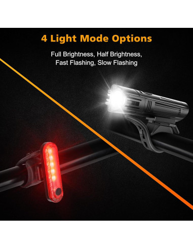 Juego de Luces para Bicicleta Ascher USB Recargables 4 Modos