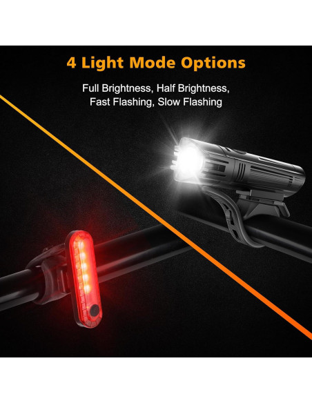 Juego de Luces para Bicicleta Ascher USB Recargables 4 Modos