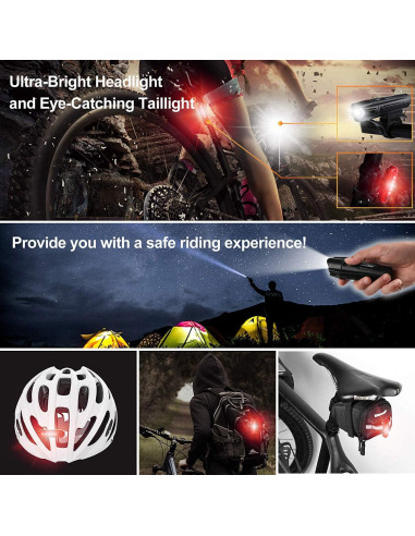 Juego de Luces para Bicicleta Ascher USB Recargables 4 Modos