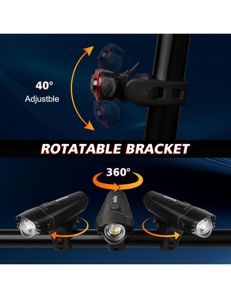 Juego de Luces para Bicicleta Ascher USB Recargables 4 Modos