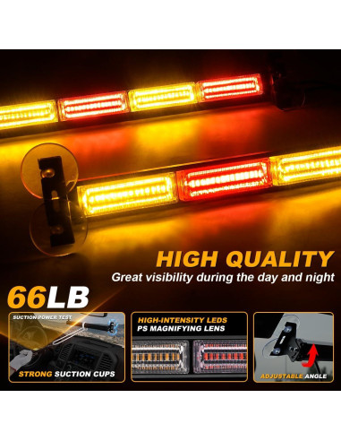 Barra de Luz Estroboscópica LED LRTER 45cm 2 en 1 para Vehículos