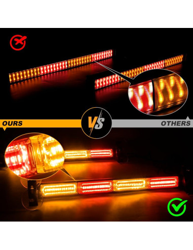 Barra de Luz Estroboscópica LED LRTER 45cm 2 en 1 para Vehículos