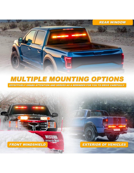 Barra de Luz Estroboscópica LED LRTER 45cm 2 en 1 para Vehículos