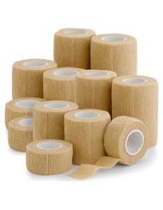 Cinta Cohesiva Autoadhesiva MEDca - Paquete de 12 Rollos 2.54-7.62 cm