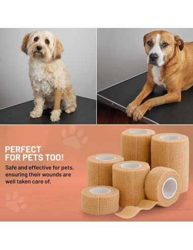 Cinta Cohesiva Autoadhesiva MEDca - Paquete de 12 Rollos 2.54-7.62 cm