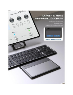 Teclado Bluetooth Plegable ZenRich con Touchpad y Soporte 2