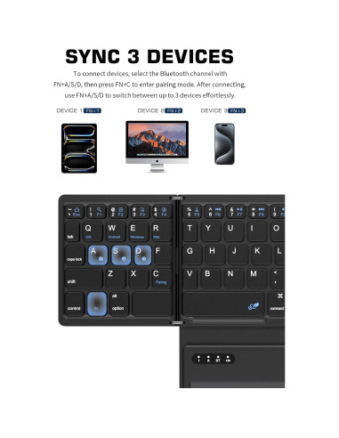 Teclado Bluetooth Plegable ZenRich con Touchpad y Soporte