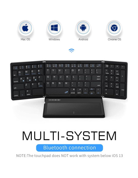 Teclado Bluetooth Plegable ZenRich con Touchpad y Soporte