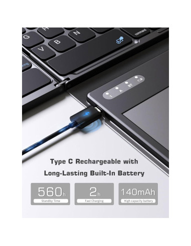 Teclado Bluetooth Plegable ZenRich con Touchpad y Soporte