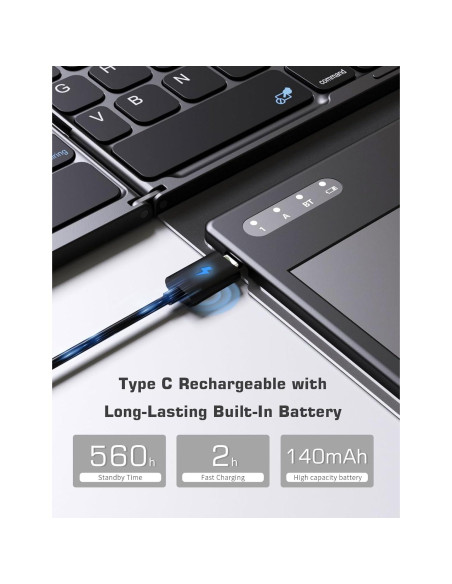 Teclado Bluetooth Plegable ZenRich con Touchpad y Soporte