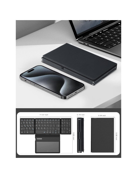 Teclado Bluetooth Plegable ZenRich con Touchpad y Soporte