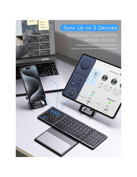 Teclado Bluetooth Plegable ZenRich con Touchpad y Soporte