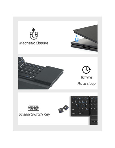 Teclado Bluetooth Plegable ZenRich con Touchpad y Soporte