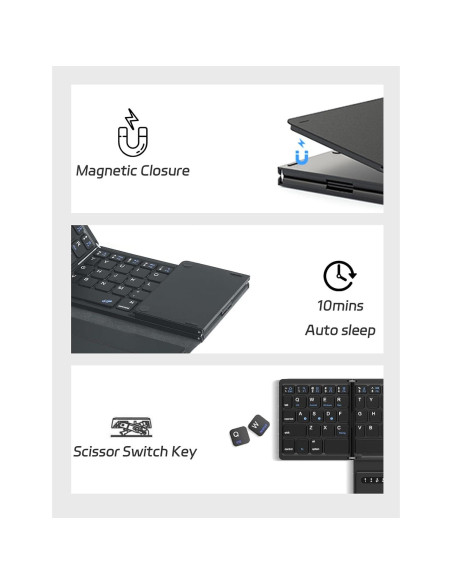 Teclado Bluetooth Plegable ZenRich con Touchpad y Soporte