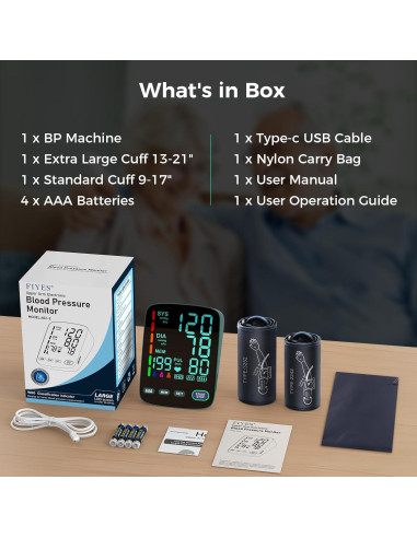 Monitor de Presión Arterial Automático FIYES con 2 Manguitos