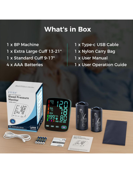 Monitor de Presión Arterial Automático FIYES con 2 Manguitos