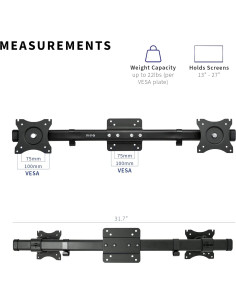 Adaptador Soporte VESA Doble VIVO MOUNT-VW02A 2 Monitores 27" 2
