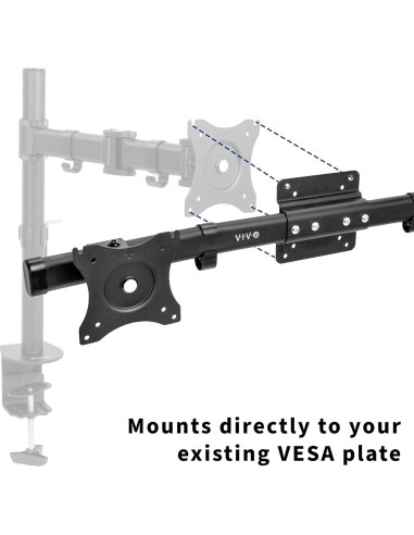 Adaptador Soporte VESA Doble VIVO MOUNT-VW02A 2 Monitores 27"