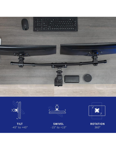 Adaptador Soporte VESA Doble VIVO MOUNT-VW02A 2 Monitores 27"