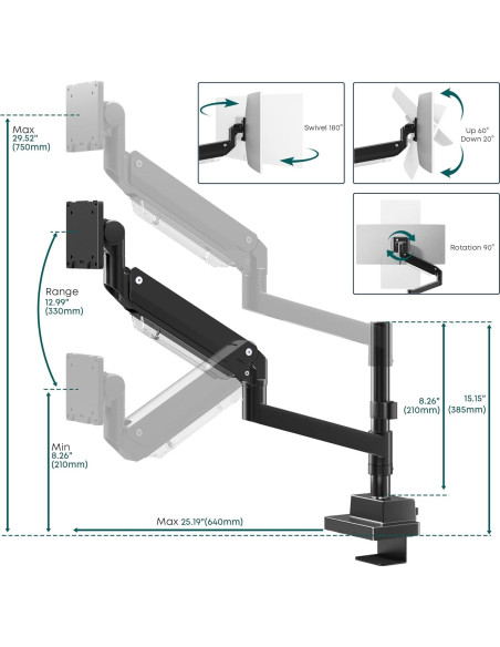 Soporte de Monitor Putilsen Mount Ajustable 24-57" Negro