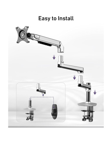 Extensión Brazo de Monitor ErgoUnion Plata para Soporte Serie E