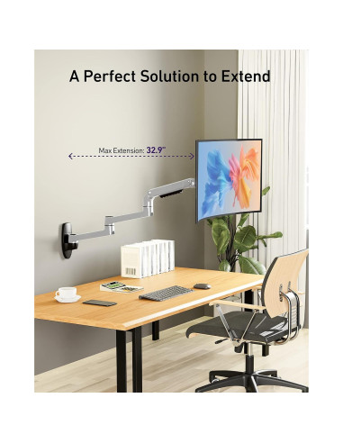 Extensión Brazo de Monitor ErgoUnion Plata para Soporte Serie E