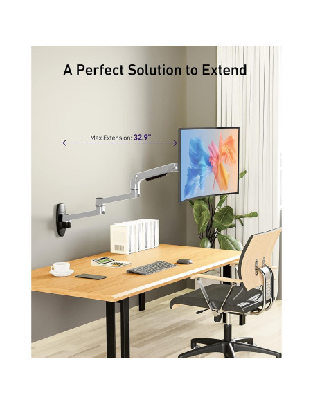 Extensión Brazo de Monitor ErgoUnion Plata para Soporte Serie E