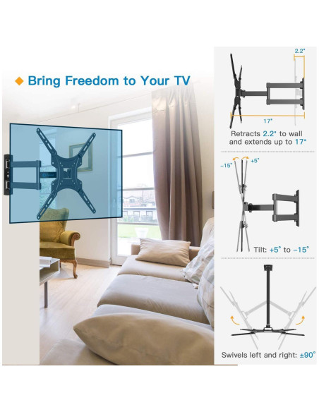 Soporte de Pared para TV Pipishell PIMF2 26-55" Articulado 30kg