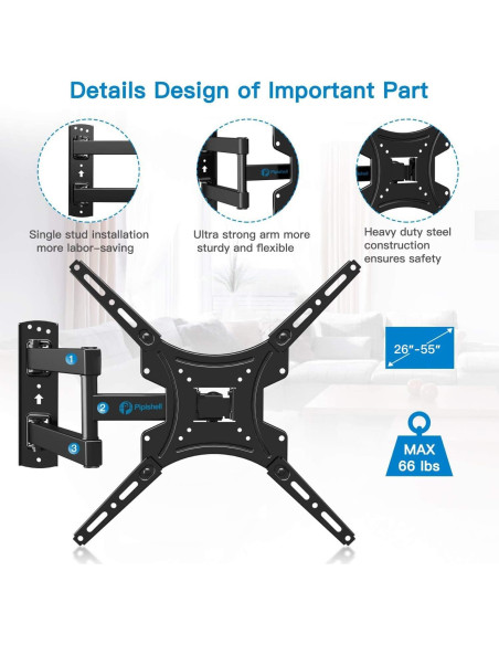 Soporte de Pared para TV Pipishell PIMF2 26-55" Articulado 30kg