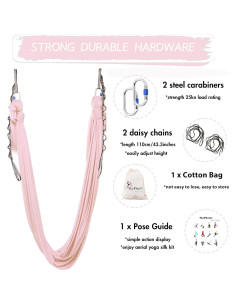 Columpio de Yoga Aéreo SKYPHAROS 5.5m Nylon Tricot Rosa 2