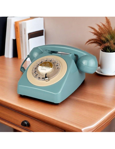 Teléfono Retro de Línea Terrestre TelPal Azul 1960 con Timbre