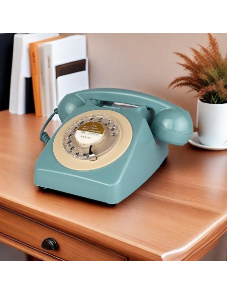 Teléfono Retro de Línea Terrestre TelPal Azul 1960 con Timbre