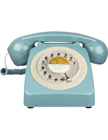 Teléfono Retro de Línea Terrestre TelPal Azul 1960 con Timbre