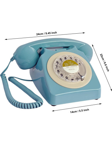 Teléfono Retro de Línea Terrestre TelPal Azul 1960 con Timbre