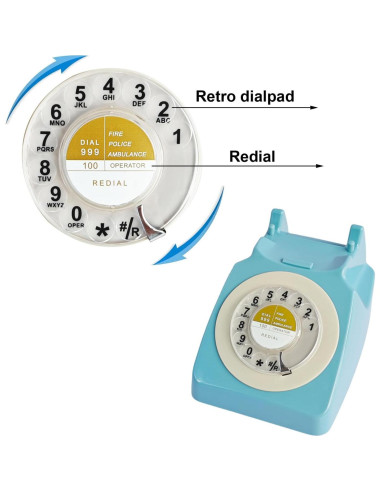 Teléfono Retro de Línea Terrestre TelPal Azul 1960 con Timbre