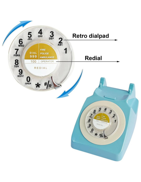 Teléfono Retro de Línea Terrestre TelPal Azul 1960 con Timbre