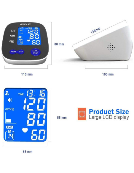 Monitor de Presión Arterial Digital AVICHE con Pantalla LCD