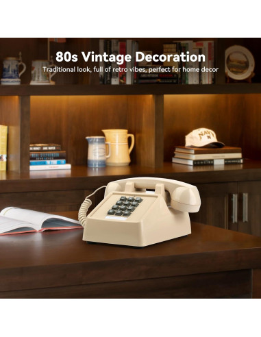 Teléfono de Cuerda Vintage Sangyn Beige con Timbre Mecánico