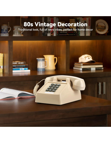 Teléfono de Cuerda Vintage Sangyn Beige con Timbre Mecánico