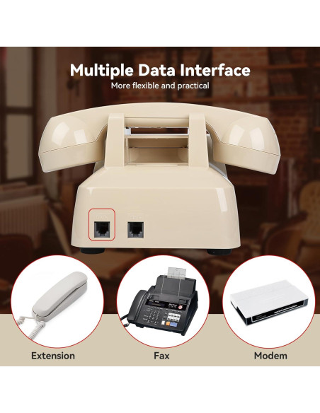 Teléfono de Cuerda Vintage Sangyn Beige con Timbre Mecánico