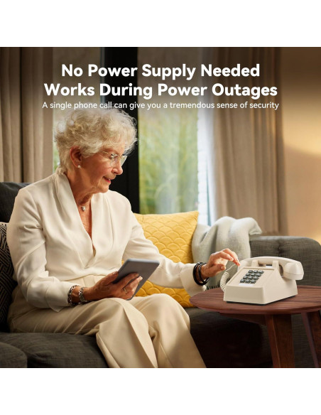 Teléfono de Cuerda Vintage Sangyn Beige con Timbre Mecánico