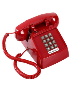 Teléfono de Línea Fija Rojo Vintage HTMengt 2500 Analógico