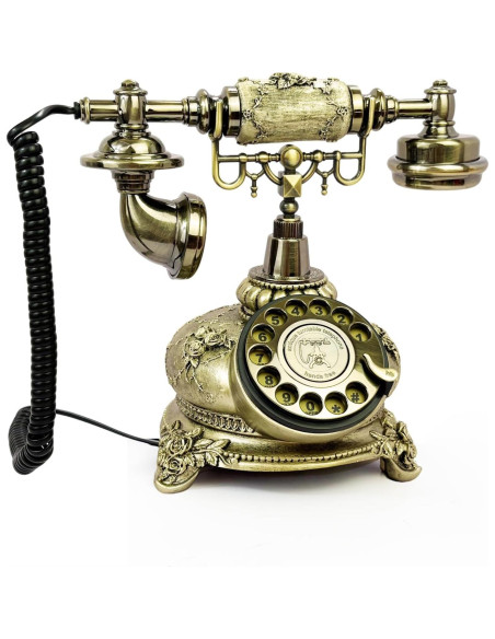 Teléfono Retro Vintage TelPal X2104B de Disco Rotatorio Bronce